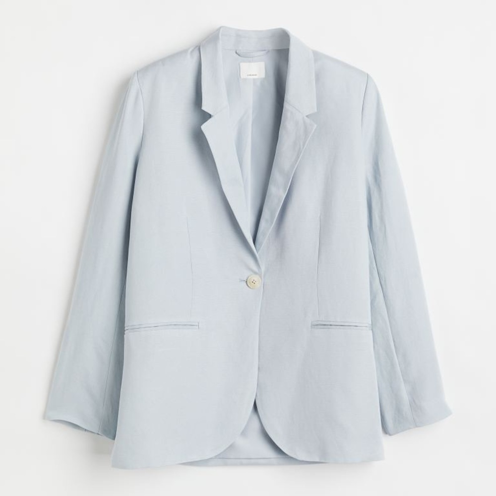 H&M | Baby Blue Linen-Blend Lightweight Blazer